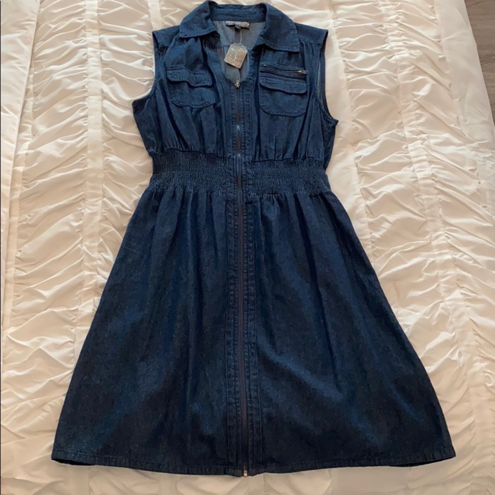 Denim dress with zippers XL